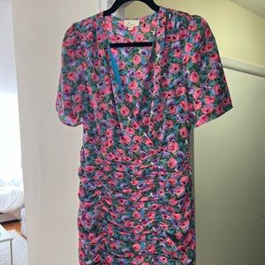Only worn once! Lena flora ruched mini dress. Size M